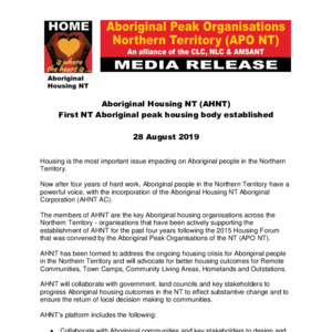 Territory Stories - Aboriginal Housing NT (AHNT) First NT Aboriginal ...