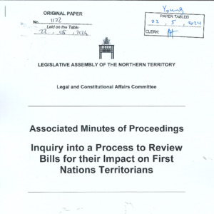 Territory Stories - Associated Minutes of Proceedings, Legal and ...