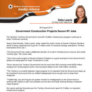 Territory Stories - Government construction projects secure NT jobs